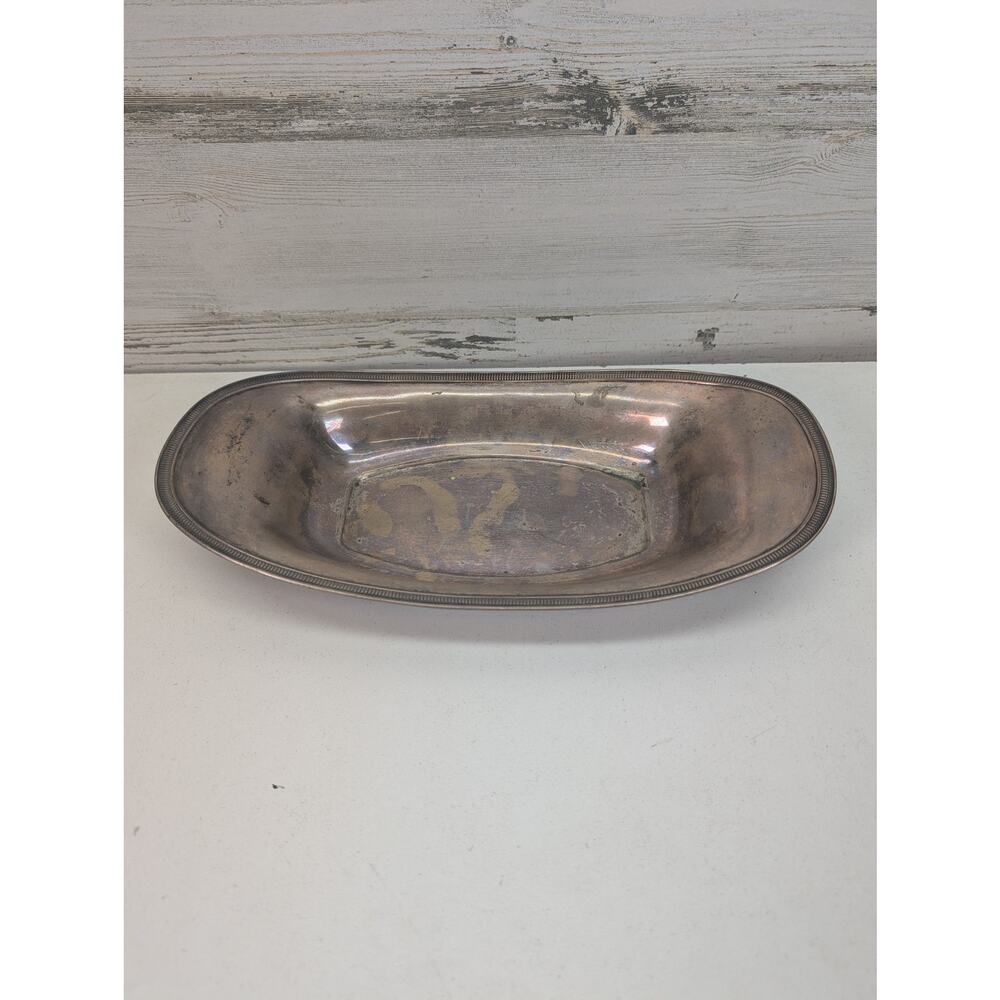 Vintage Reed & Barton Silver Plate Oval Serving Bowl 12" x 6.5" Etched Rim USA
